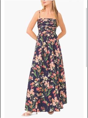 Ted Baker Navy Floral Maxi Sundress with Spaghetti Straps- size small